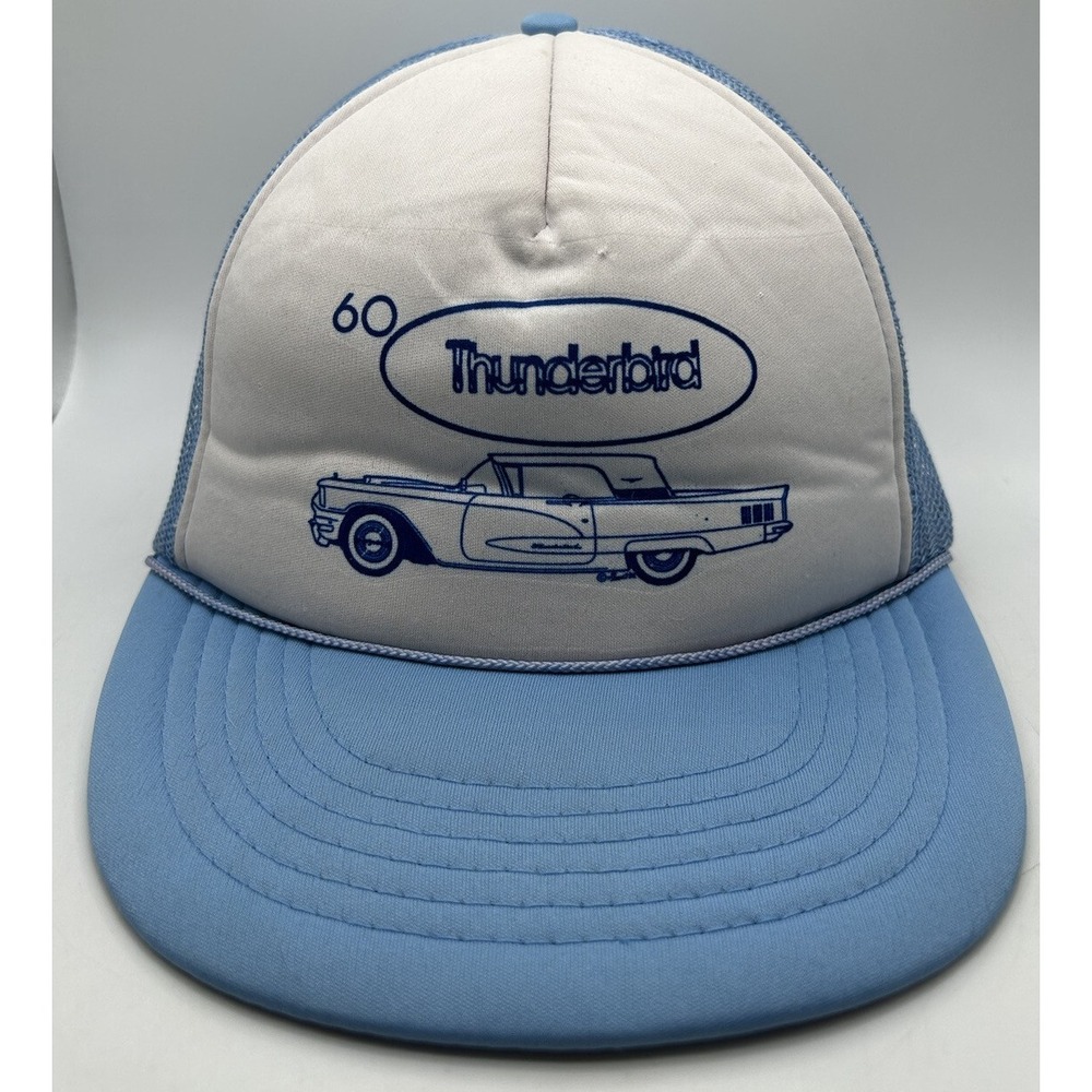 '60 Thunderbird Vintage Snapback‎ Light Blue Mesh Trucker Hat Cap Rope Braid
